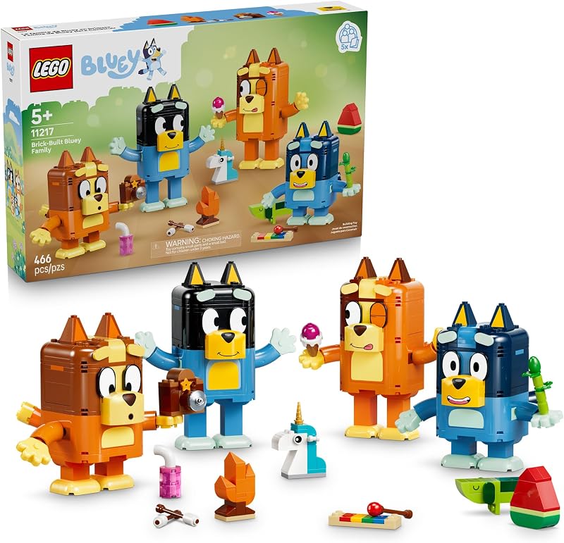 LEGO Bluey Brick Built Bluey Family Building Toy for Girls Boys Ages 5 Figures for Play or Display Kids Bedroom or Desk Decor Gift for Birthdays 11217