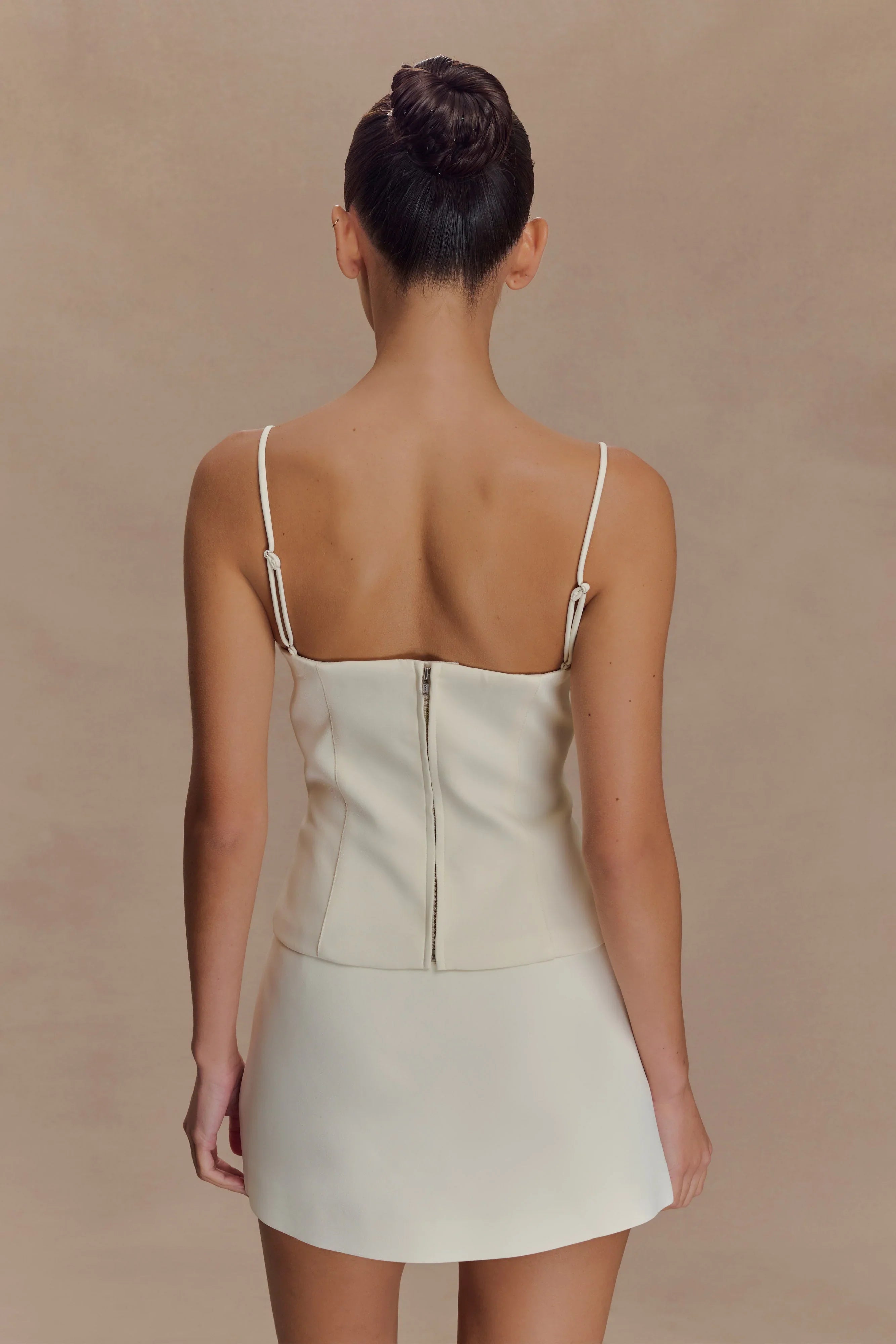 Jaime Spaghetti Strap Suiting Top Ivory