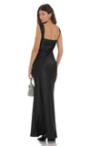 Satin Lace Bust Dress in Black