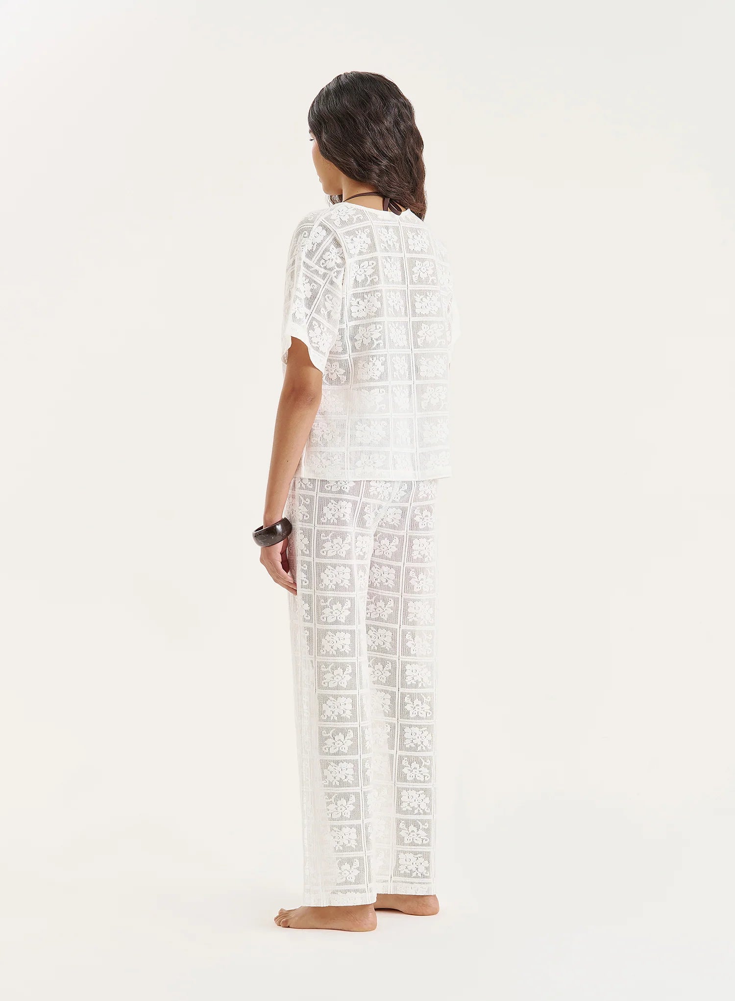 White Crochet Lace Tie Front Top
