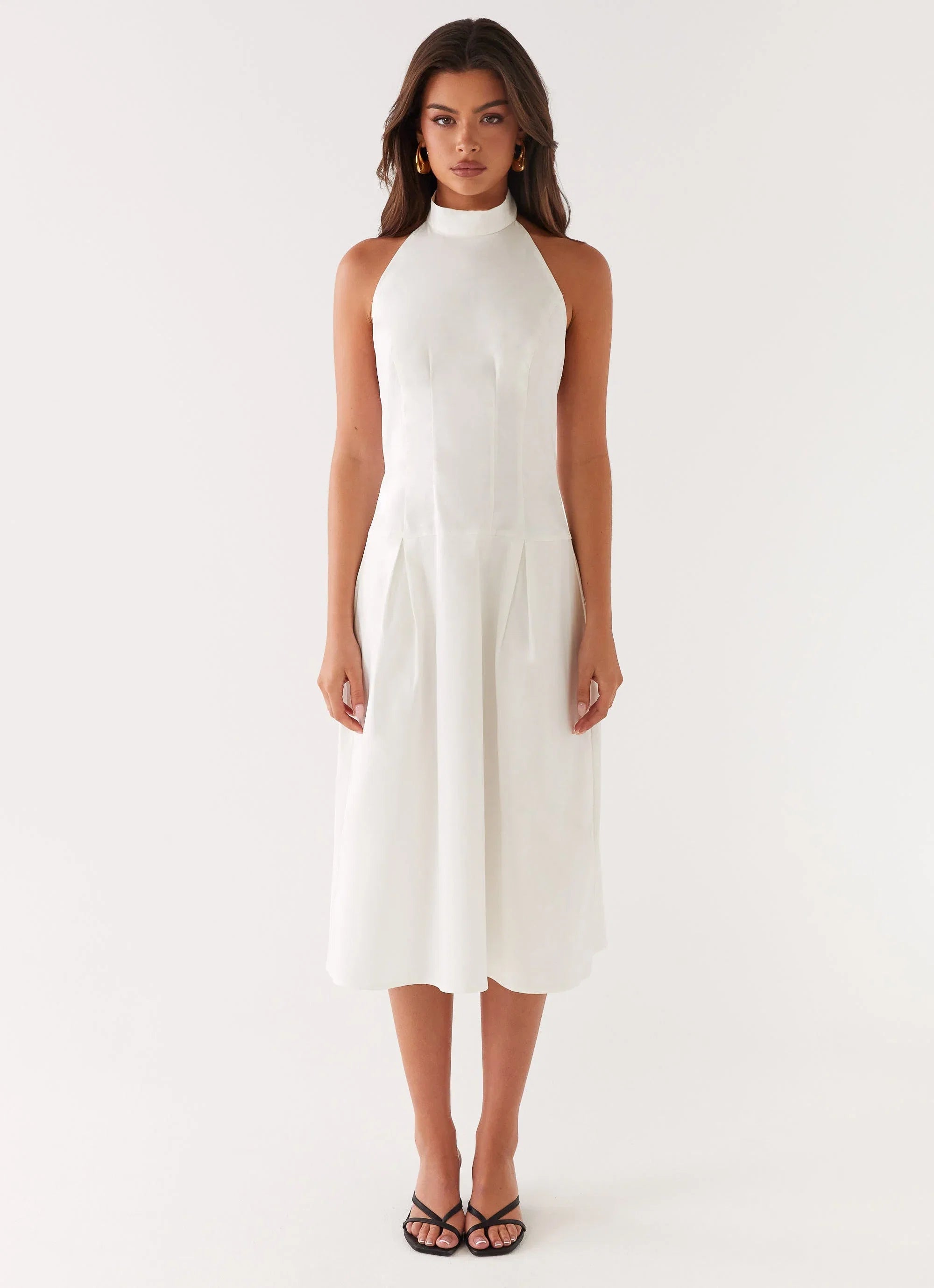 Calla Halter Midi Dress White