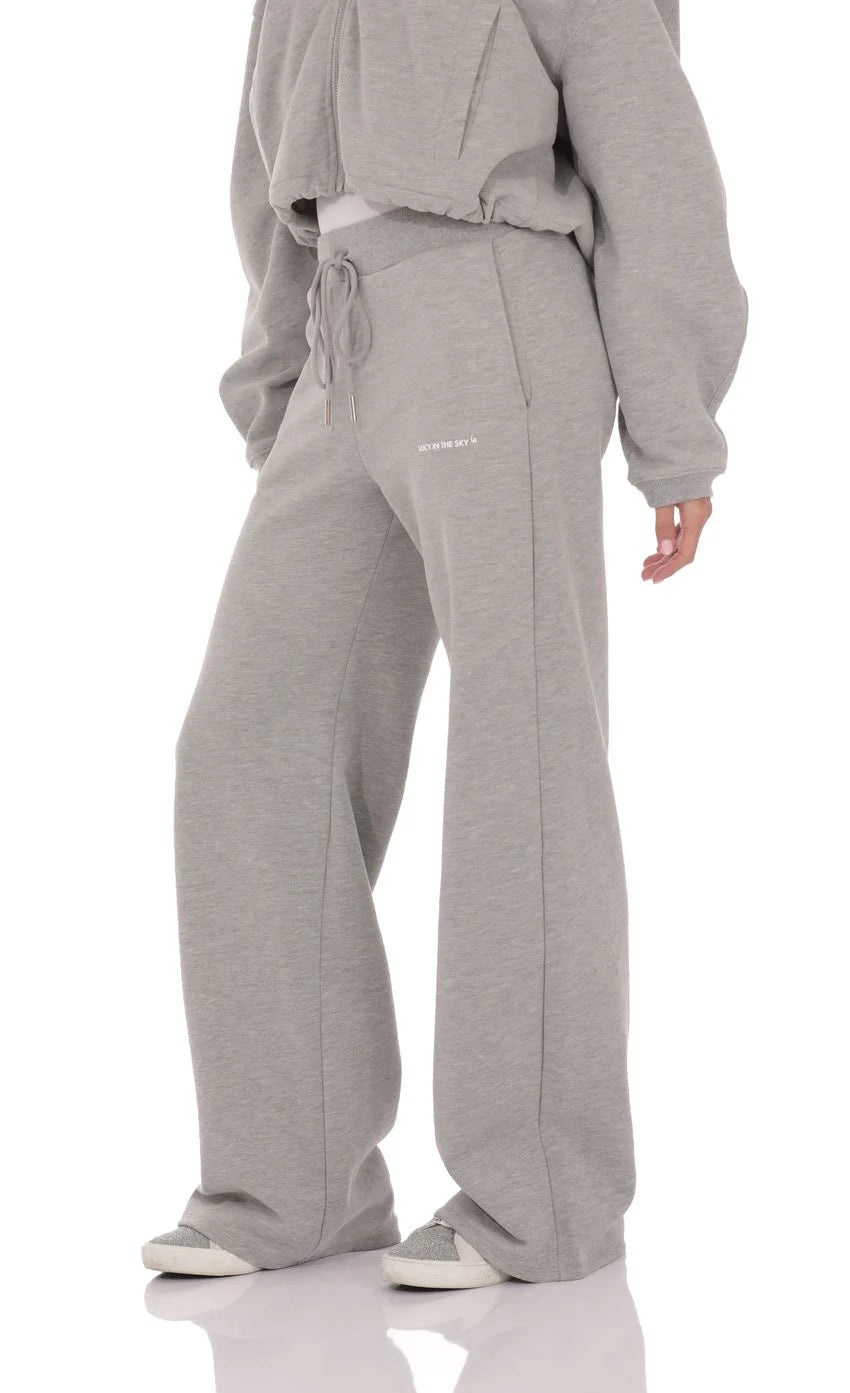 Fleece Straight Sweatpants in Grey