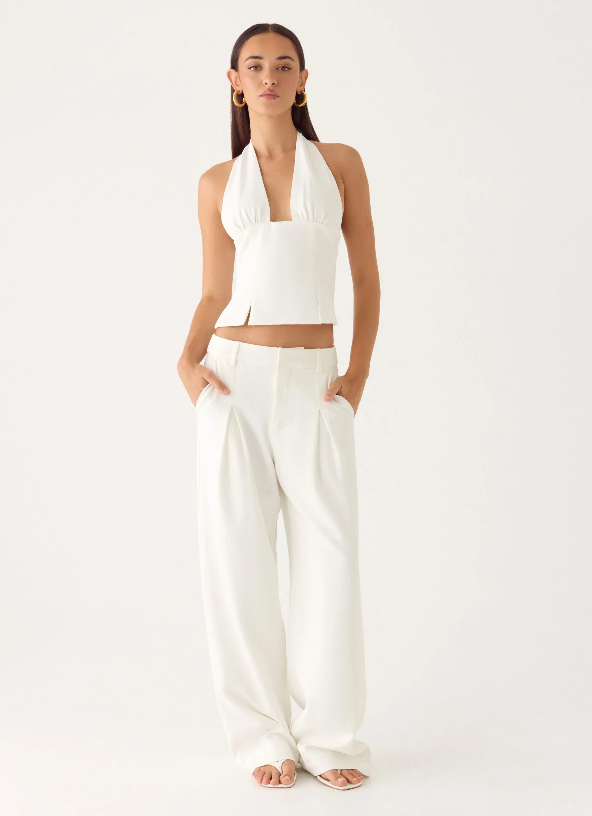 Sora Low Rise Pant White