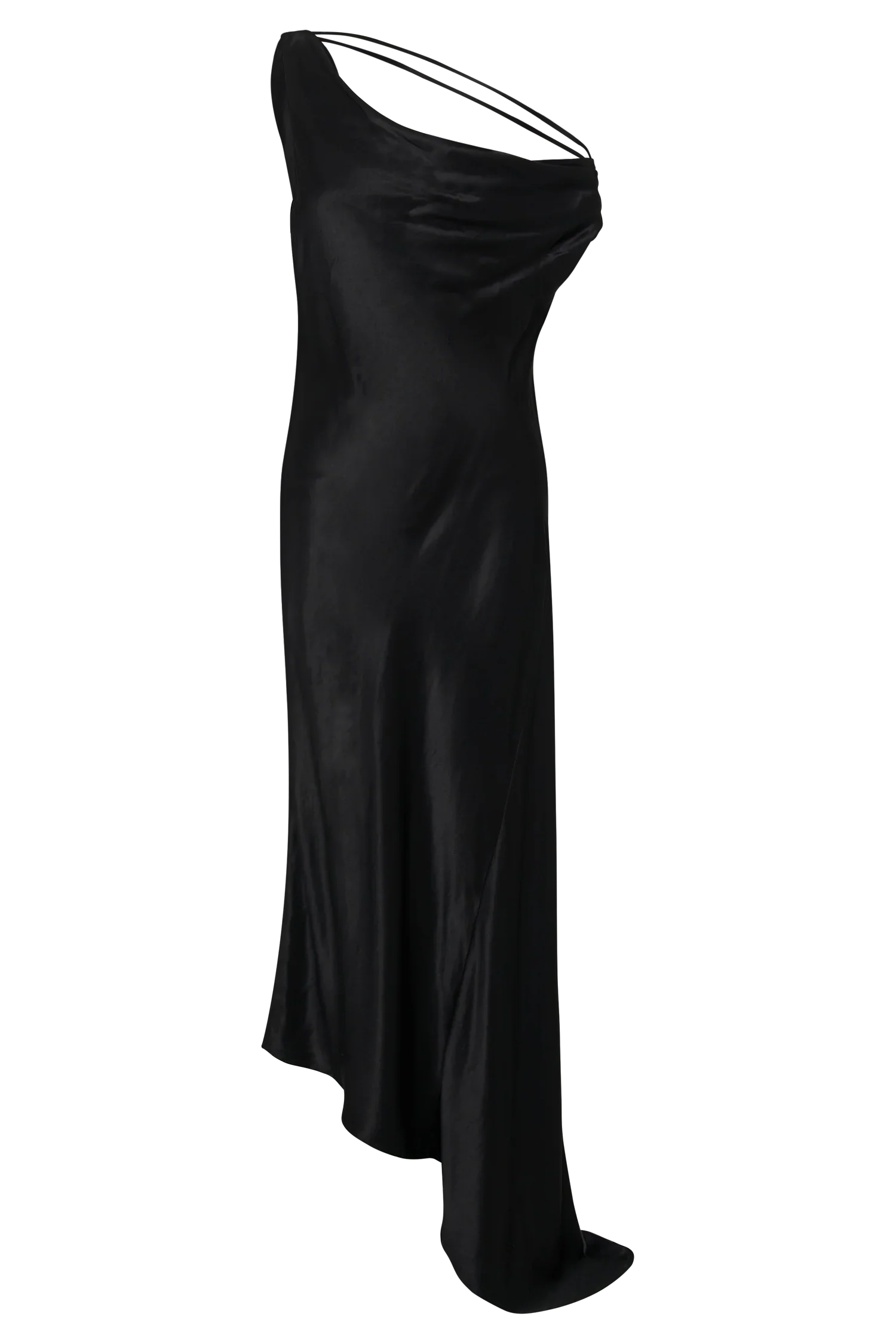 Yvette Slip Maxi Dress With Asymmetrical Hem Black