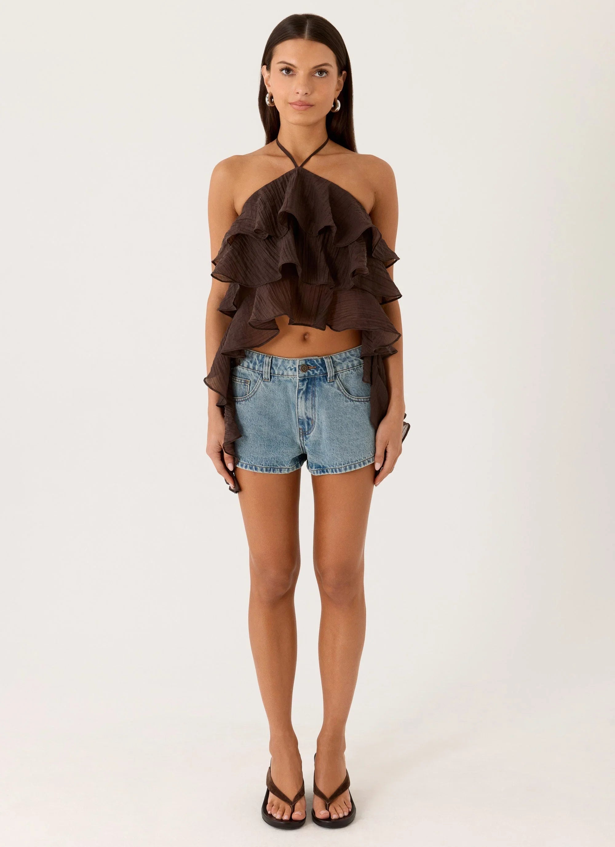 Inna Frill Halter Top Chocolate
