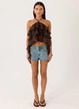 Inna Frill Halter Top Chocolate