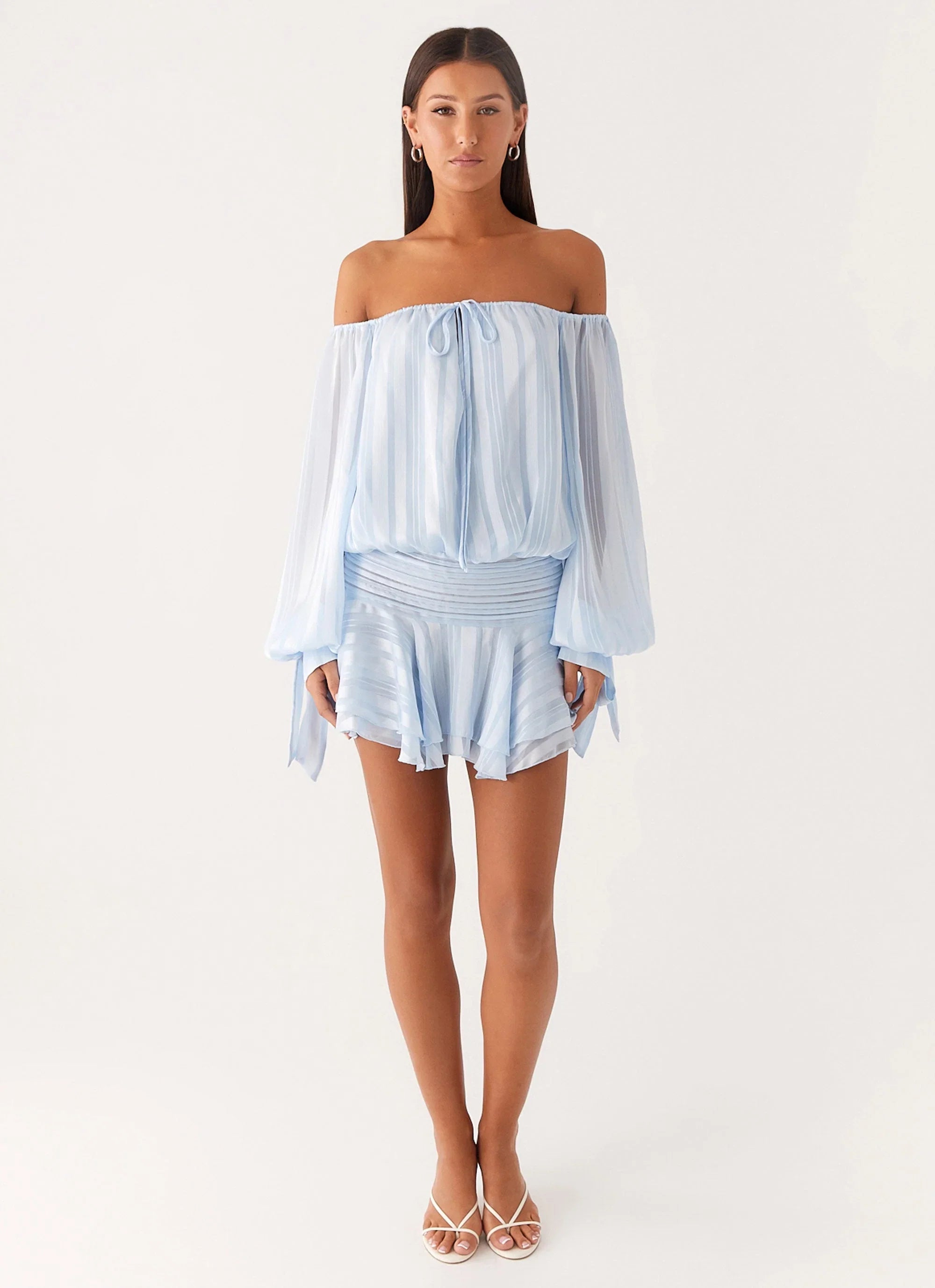 Eira Balloon Sleeve Mini Dress Baby Blue