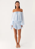 Eira Balloon Sleeve Mini Dress Baby Blue