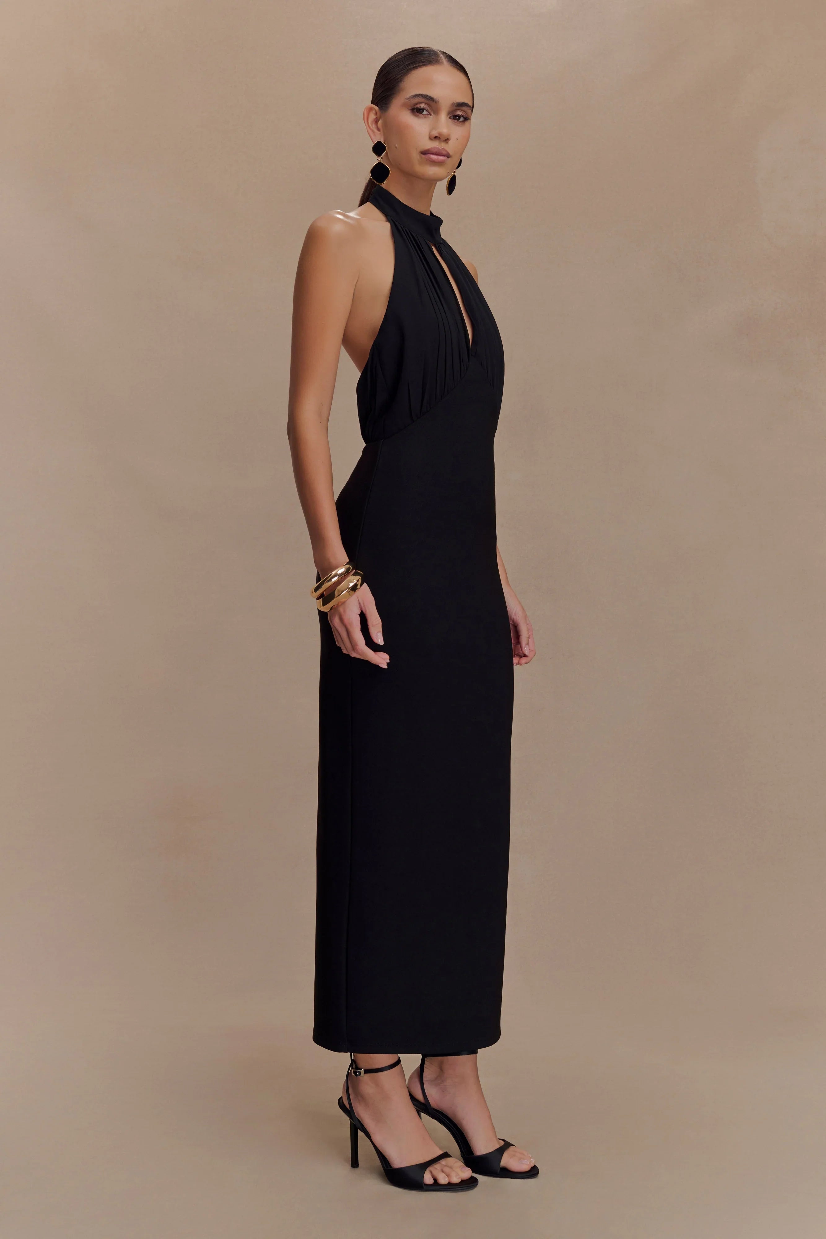Mierah Halter Midi Dress Black