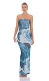 Floral Strapless Maxi Dress in Blue