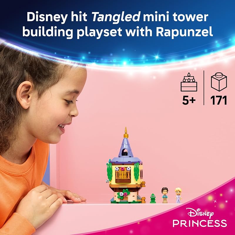 LEGO Disney Princess Rapunzels Mini Tower 43294 Building Toys for Girls Boys Ages 5 Princess Castle Playset Movie Character Figures 171 pieces Gift for Birthdays