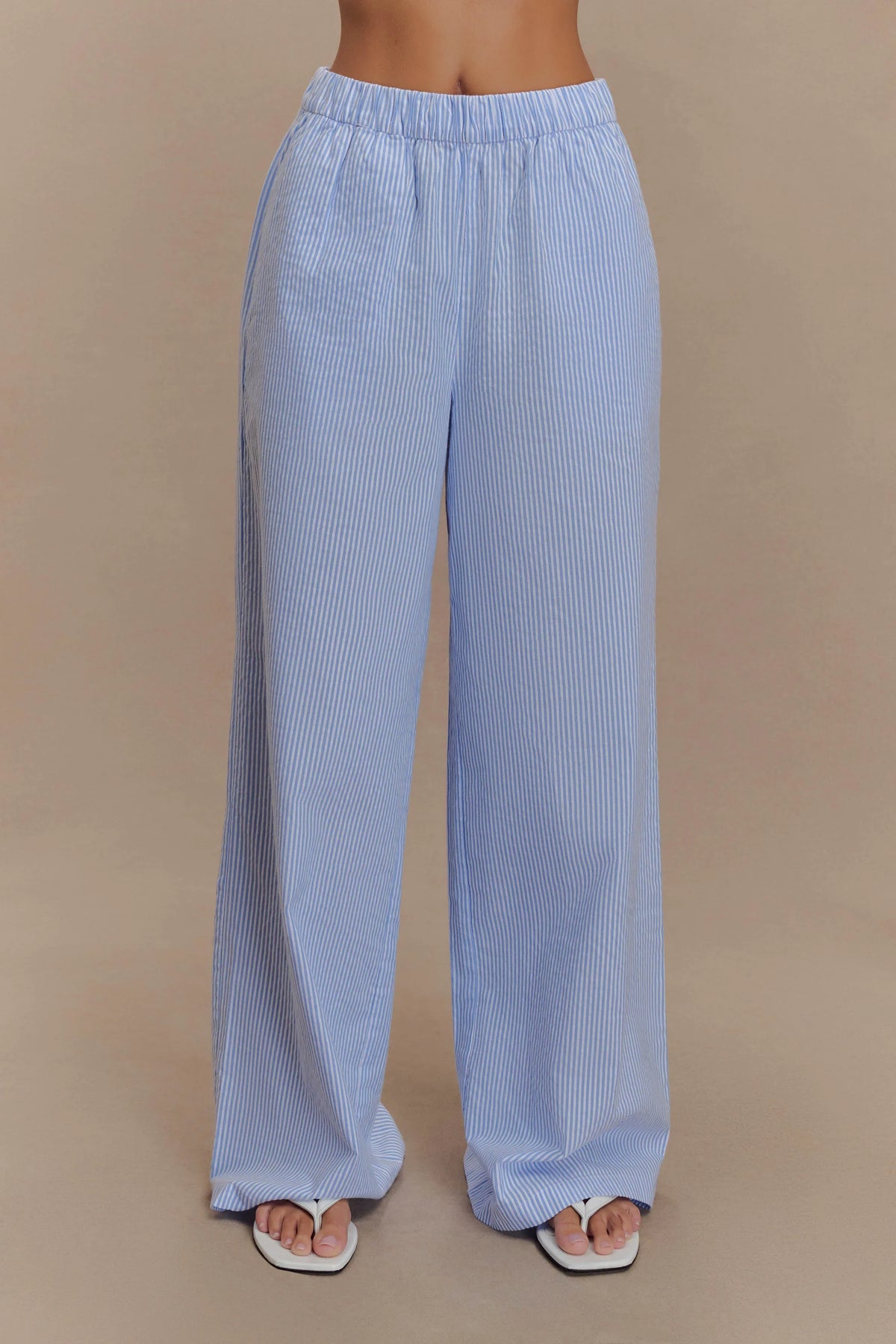 Hansen Wide Leg Pants Blue Pinstripe