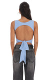 Scoop Neck Open Back Top in Sky Blue