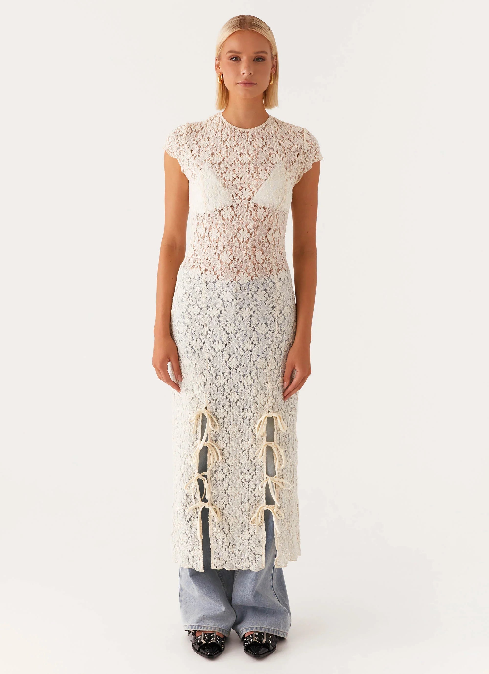 Gisele Lace Midi Dress Ivory