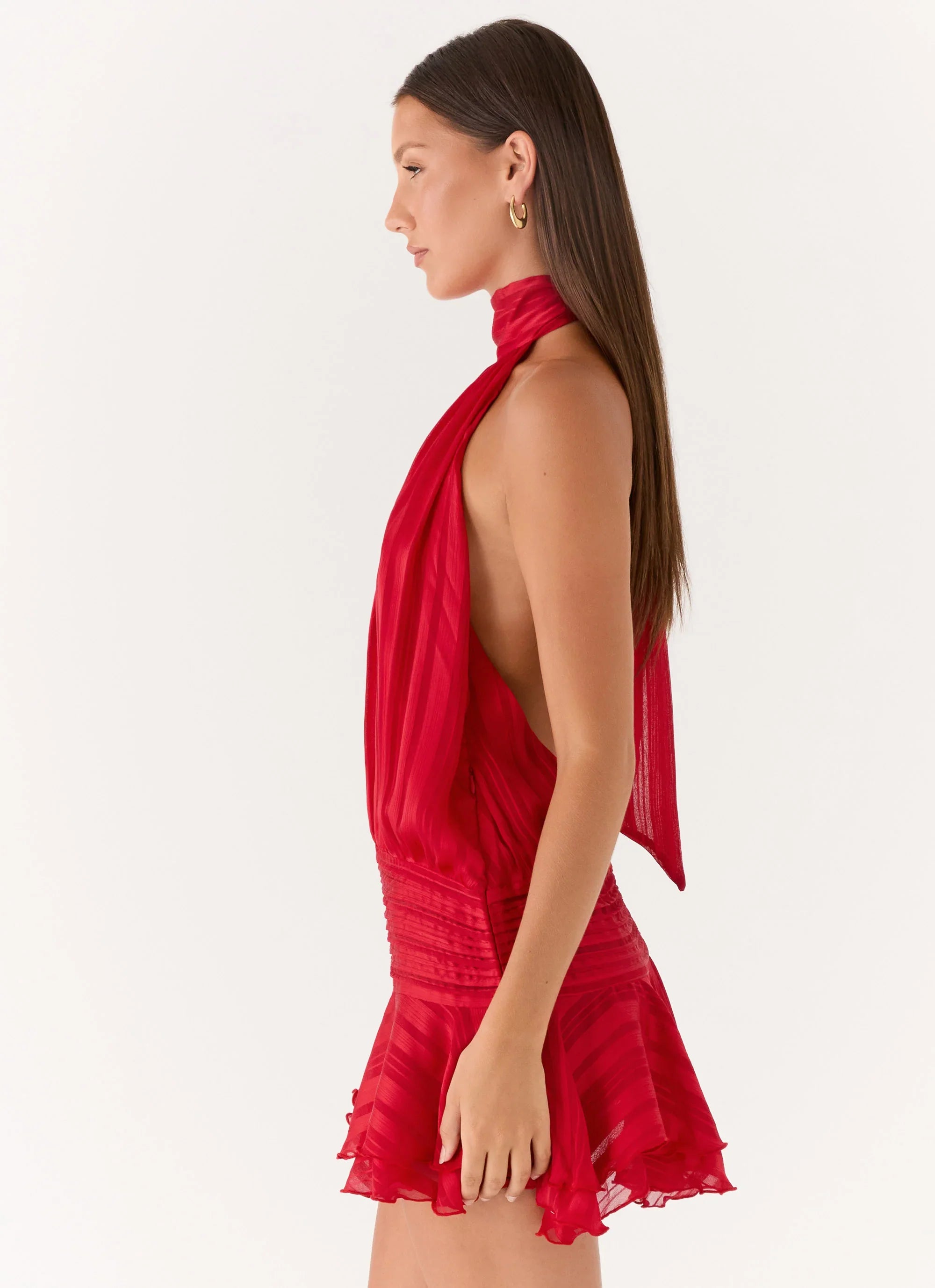 Willow Chiffon Mini Dress Red