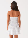Izi Shirred Mini Dress Sweet Daydream Print