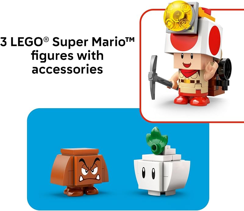 LEGO Super Mario Captain Toads Camp Building Toy Pretend Play Set for Kids Ages 6 Building Blocks for Boys Girls W Toad Goomba Turnip Toy Figures Gift Idea for Birthdays 72040