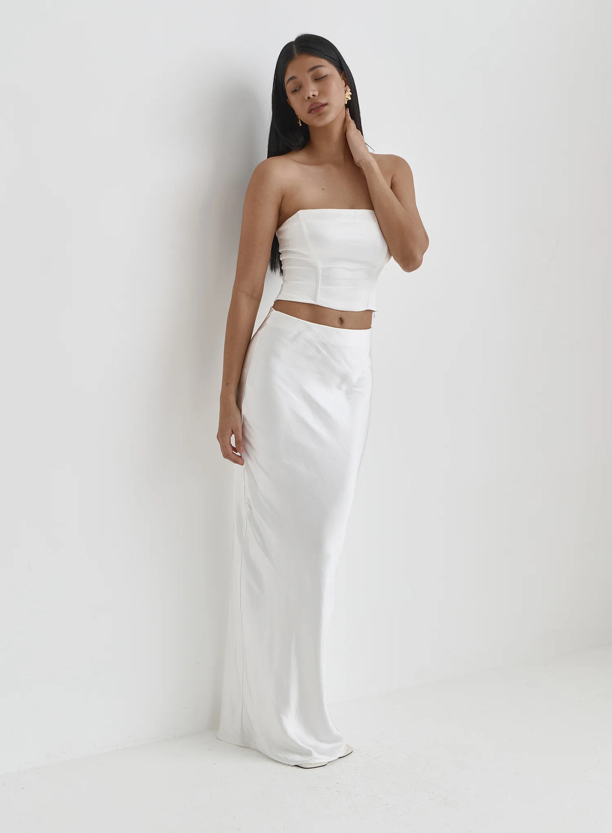 White Satin Maxi Skirt