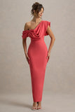 Angelina Pink Draped Shoulder Maxi Dress