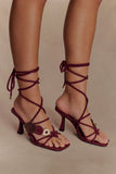 Ezekiel Strappy Sandal Heel Wine
