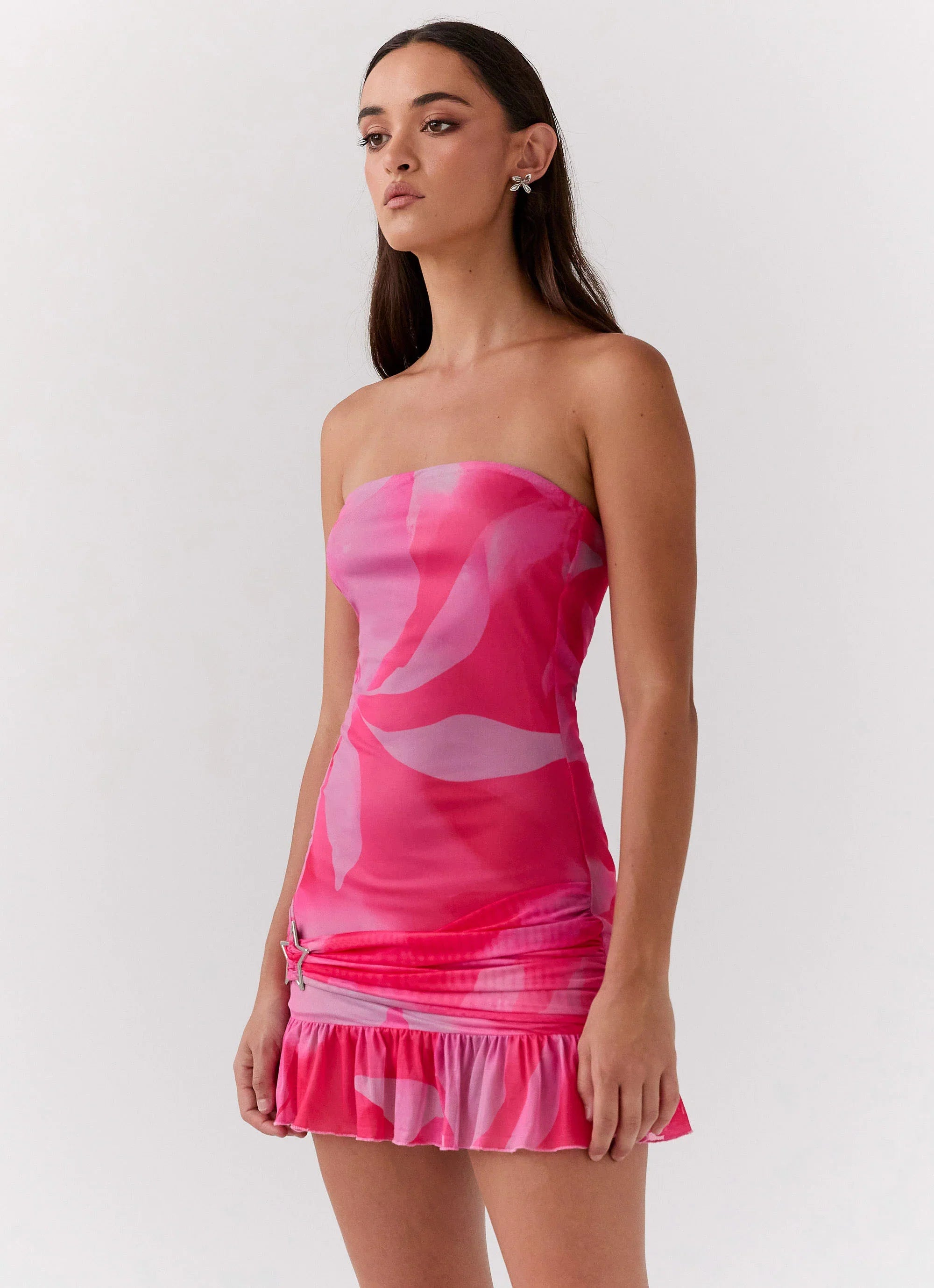Besa Mesh Mini Dress Neon Blush