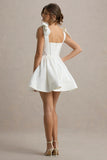 Mochi White Skater Mini Dress With Bow Straps