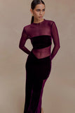 Davina Velvet And Mesh Maxi Dress Purple