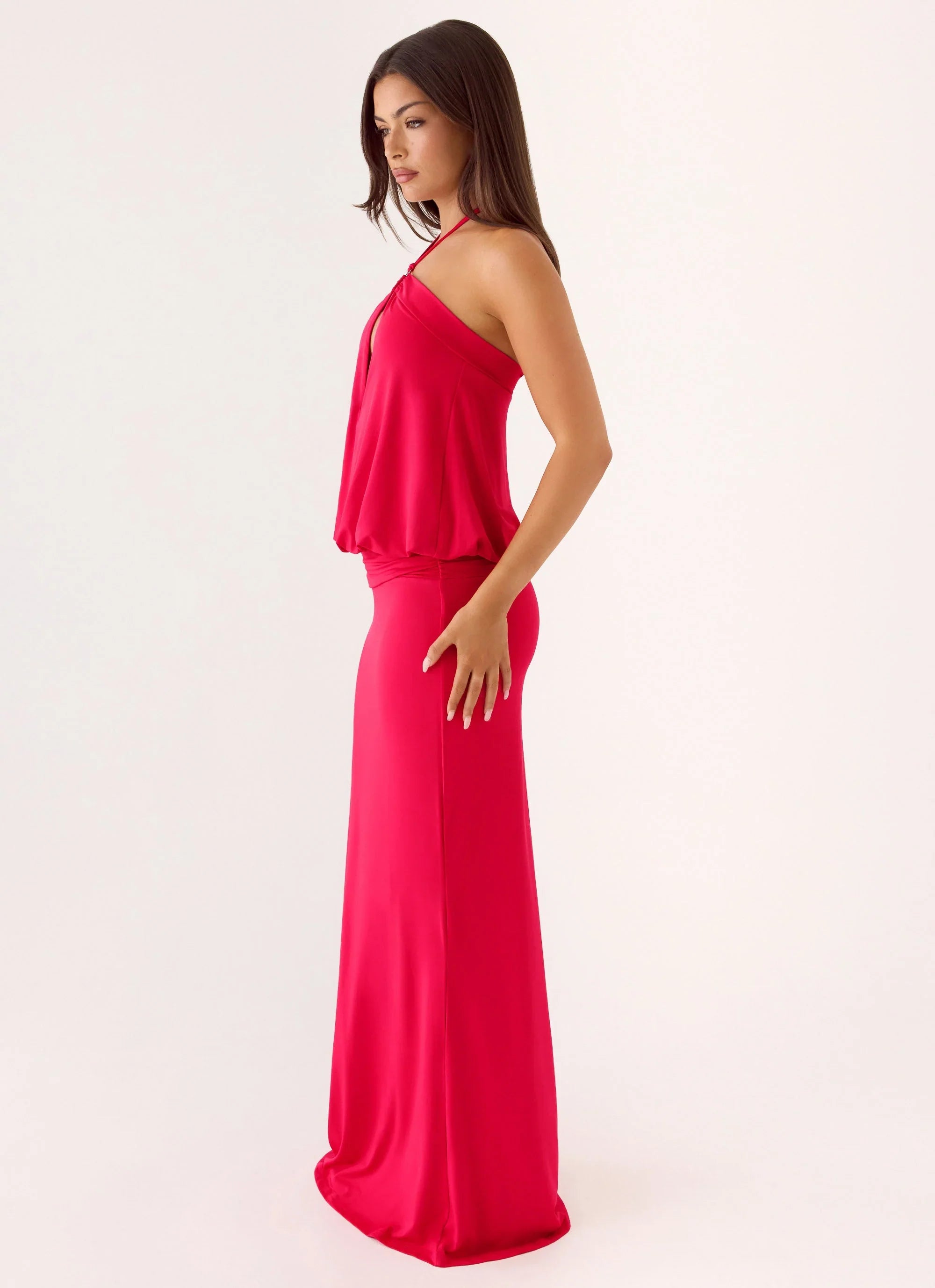 Telling You Maxi Dress Red Magenta