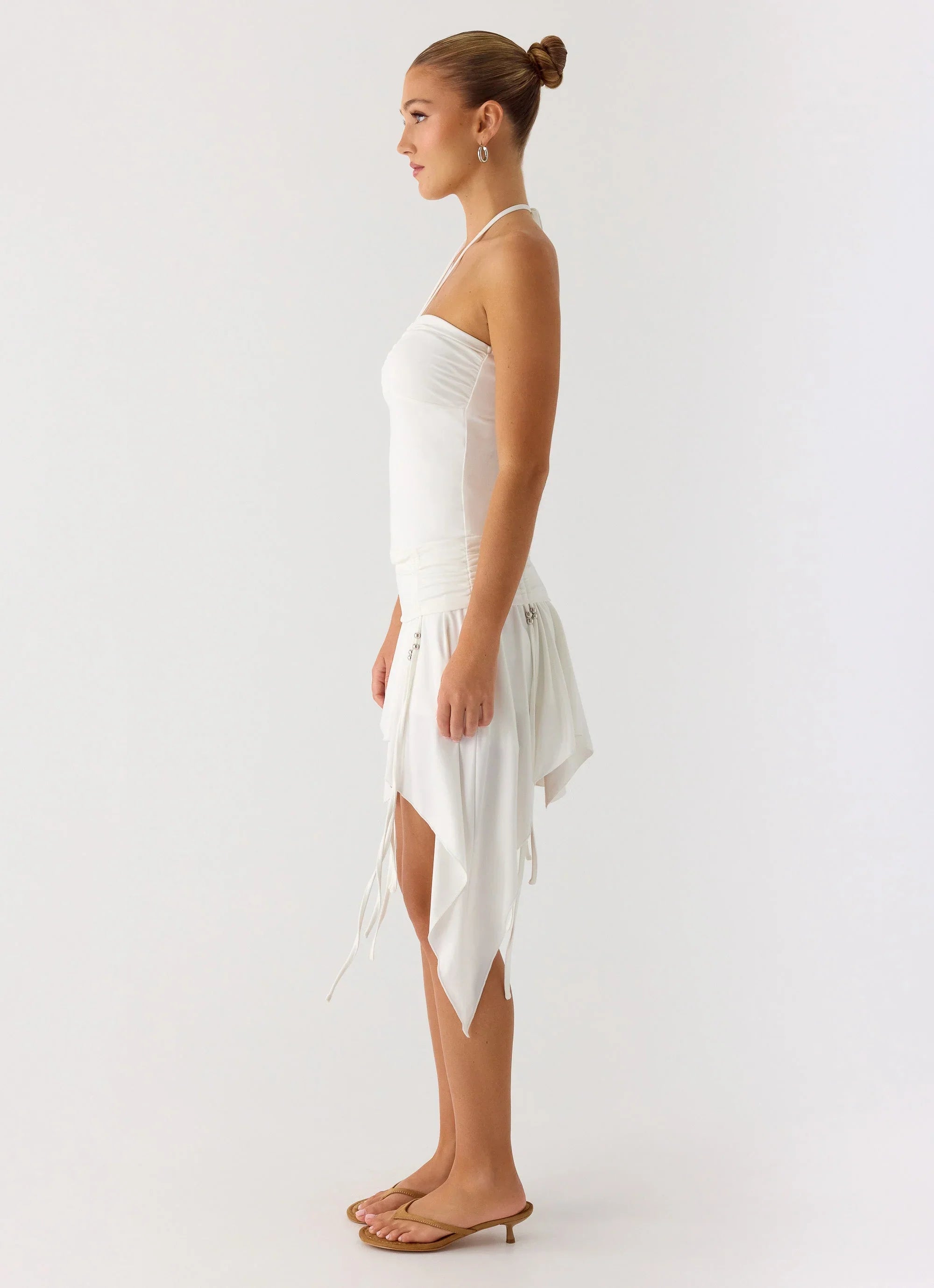 Khalida Jersey Halter Mini Dress White