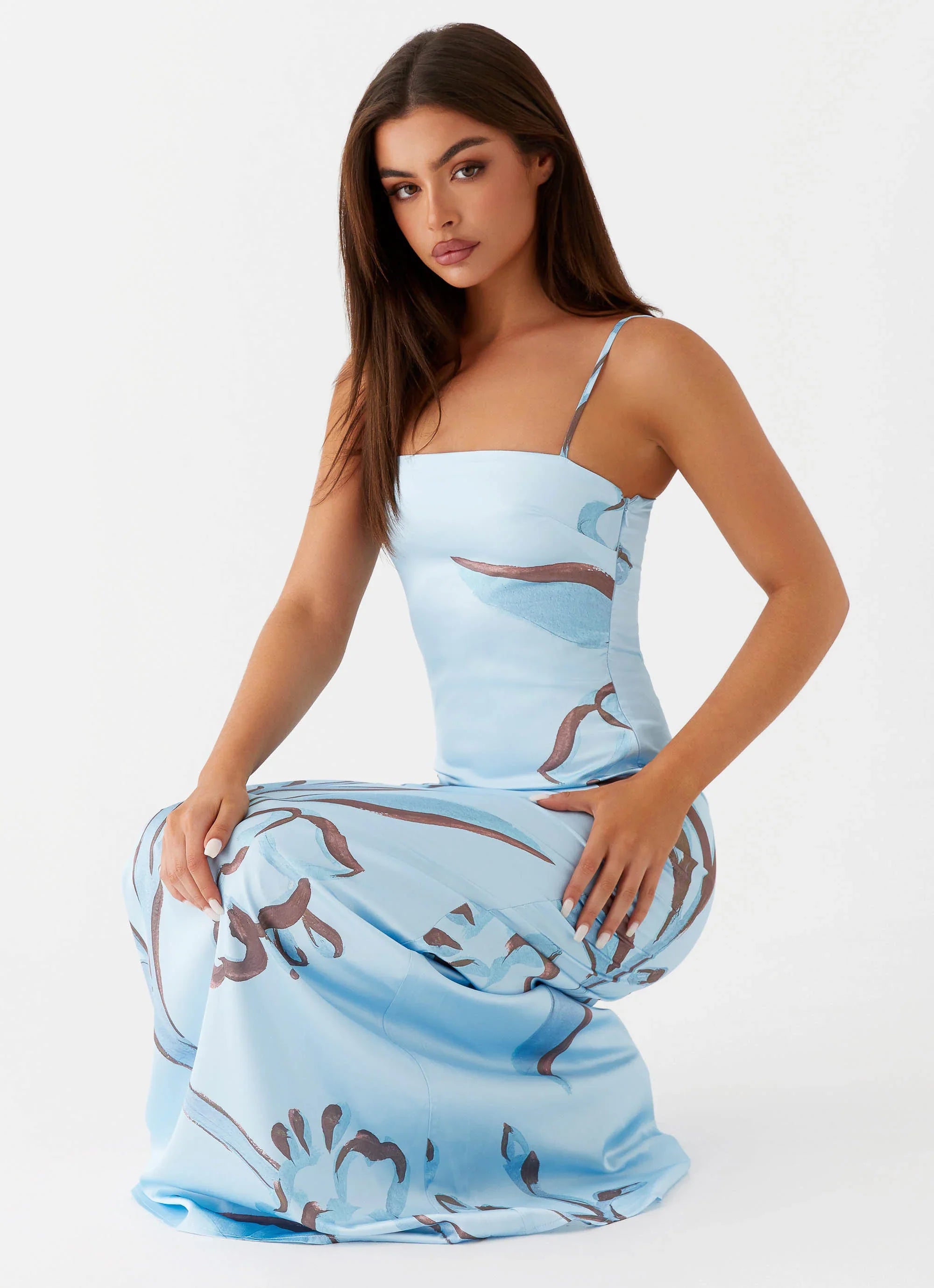 Aster Bloom Maxi Dress Blue Floral