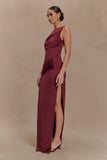 Henley Slinky Drape Maxi Dress Wine