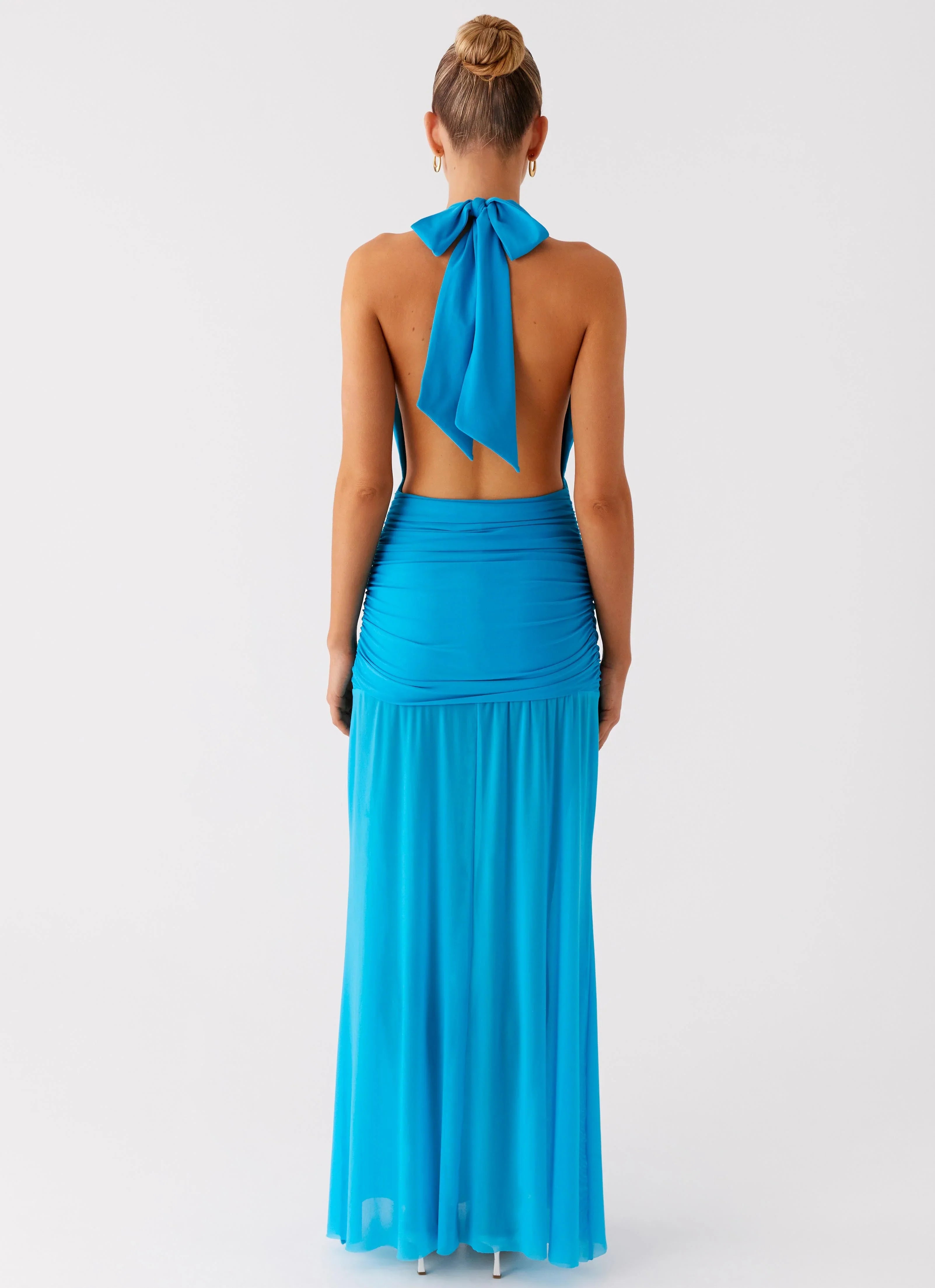 Dilemma Halter Maxi Dress Turquoise Blue