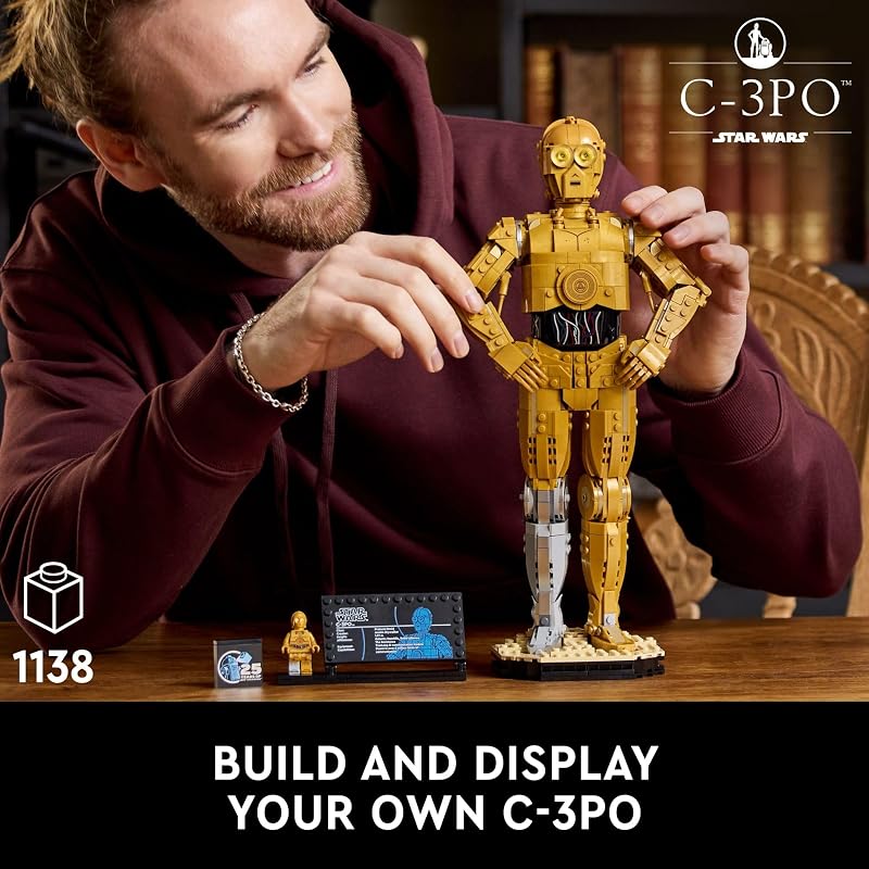 LEGO Star Wars C 3PO Buildable Droid Figure Build and Display Model with C 3PO Minifigure Star Wars Collectible for Home or Office Décor Nostalgic Gift Idea for Adults Fans or Collectors 75398