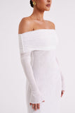 Josie Off Shoulder Mesh Maxi Dress Ivory