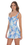 Floral Flare Open Back Dress in Blue