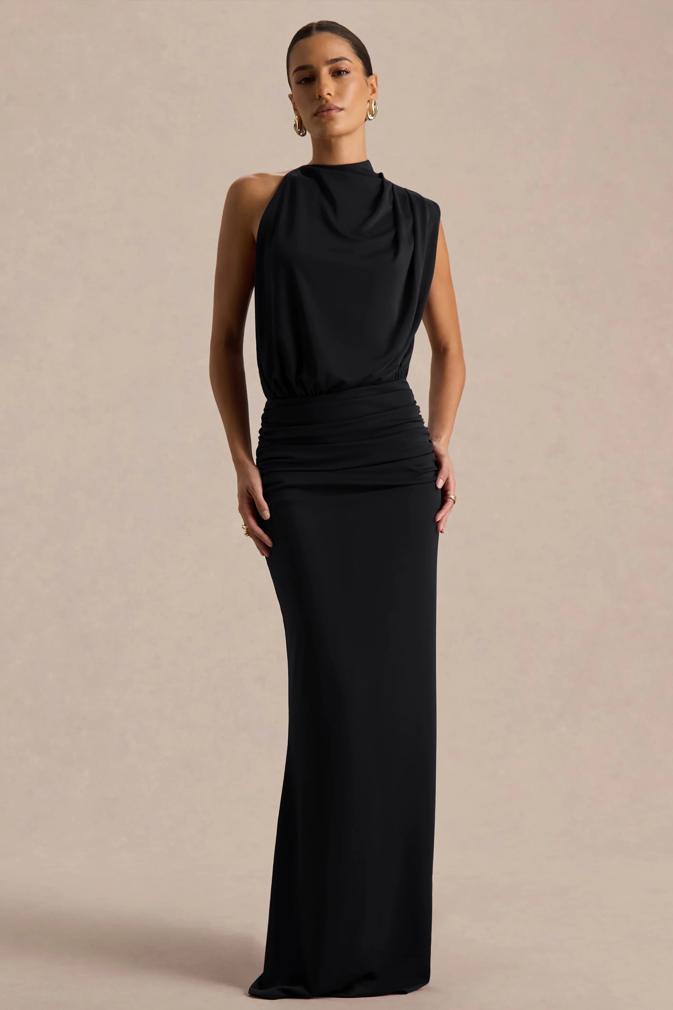 Umaira Black High Neck Maxi Dress