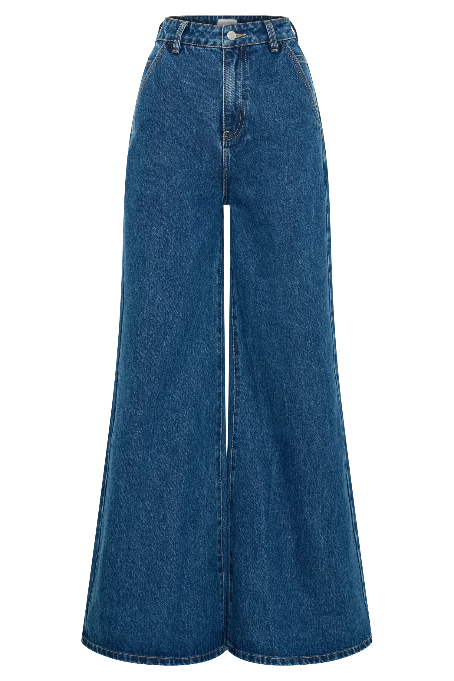 Jen Wide Leg Flare Denim Jeans Dark Blue