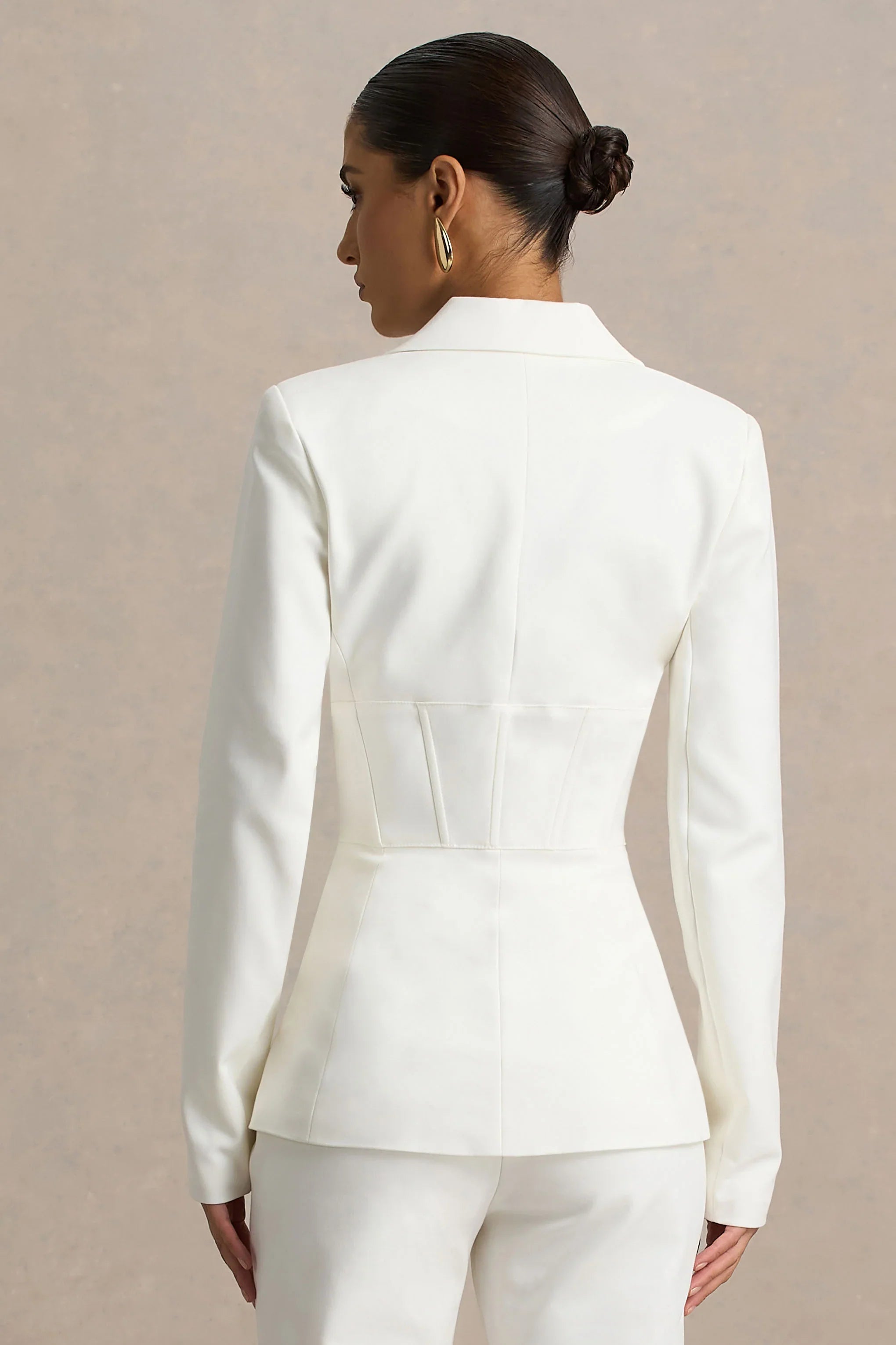 Unbeaten White Fitted Corset Blazer Jacket