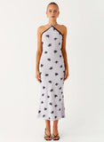 Nestel Flock Halter Midi Dress Lilac