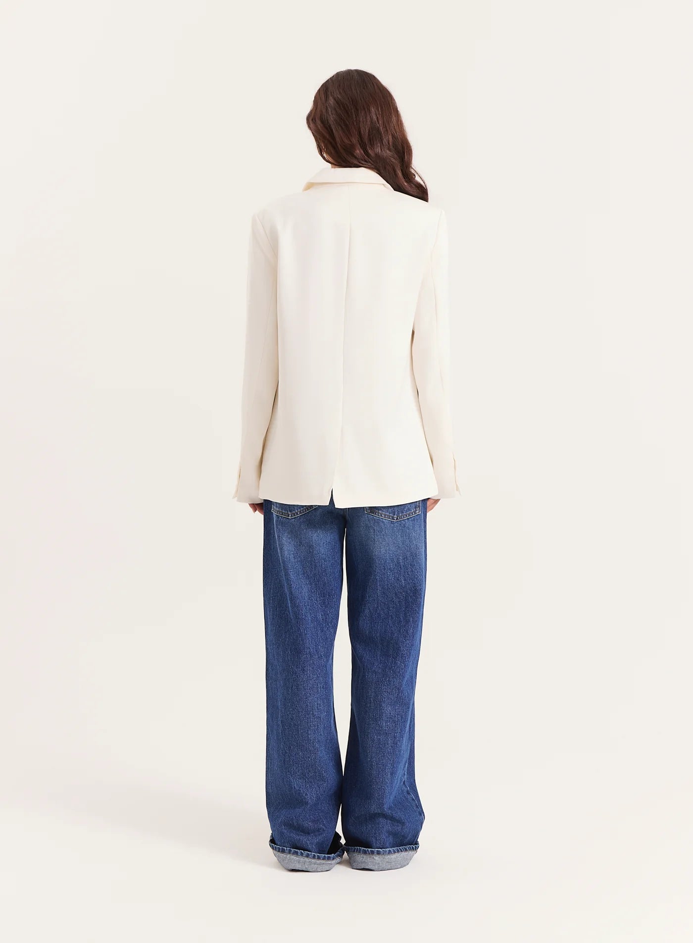 Cream Satin Tailored Blazer