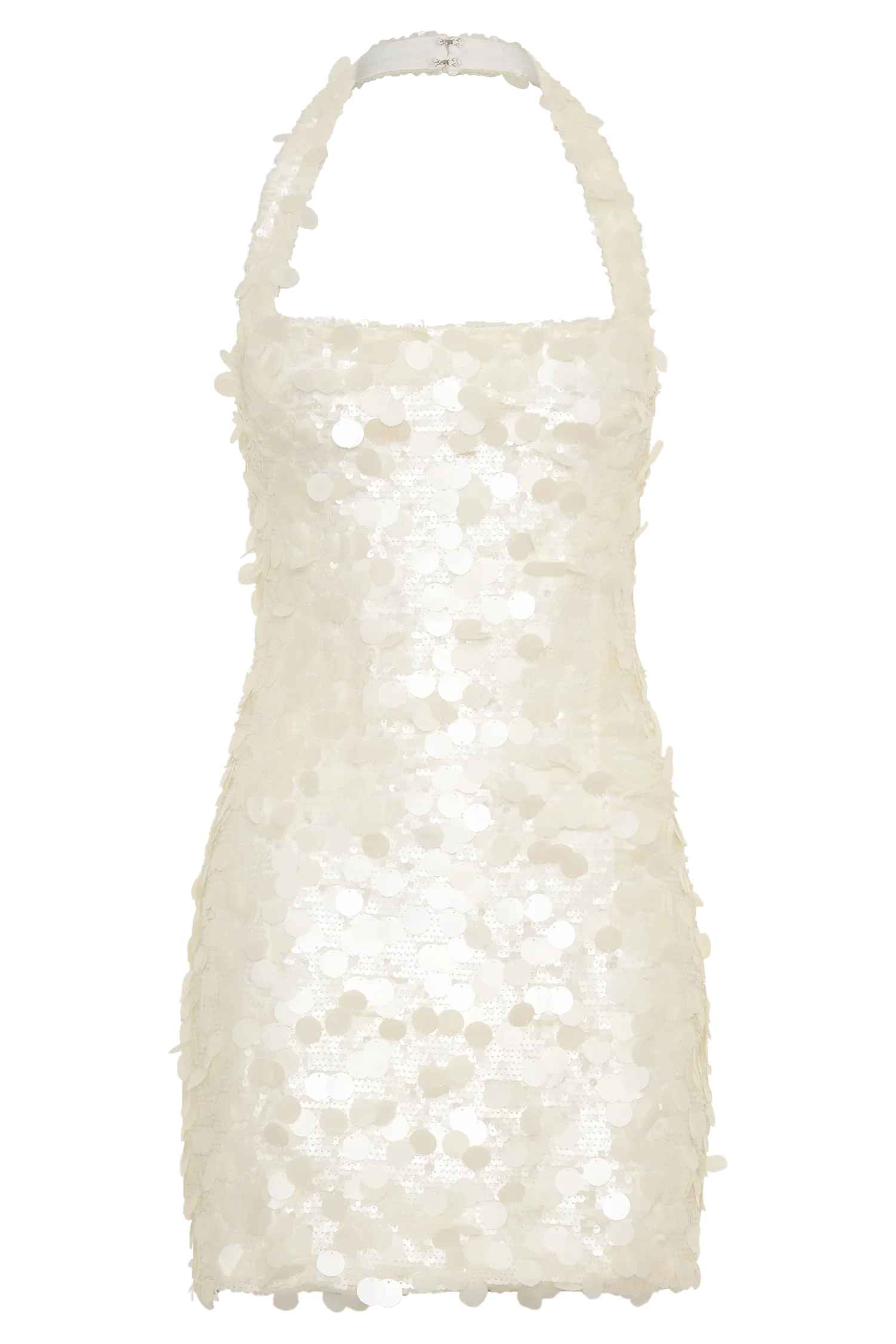 Caralee Sequin Halter Mini Dress Ivory