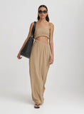 Camel Textured Cut Out Bandeau Maxi Dress