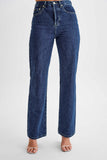 Janine High Waisted Straight Leg Jeans Dark Blue