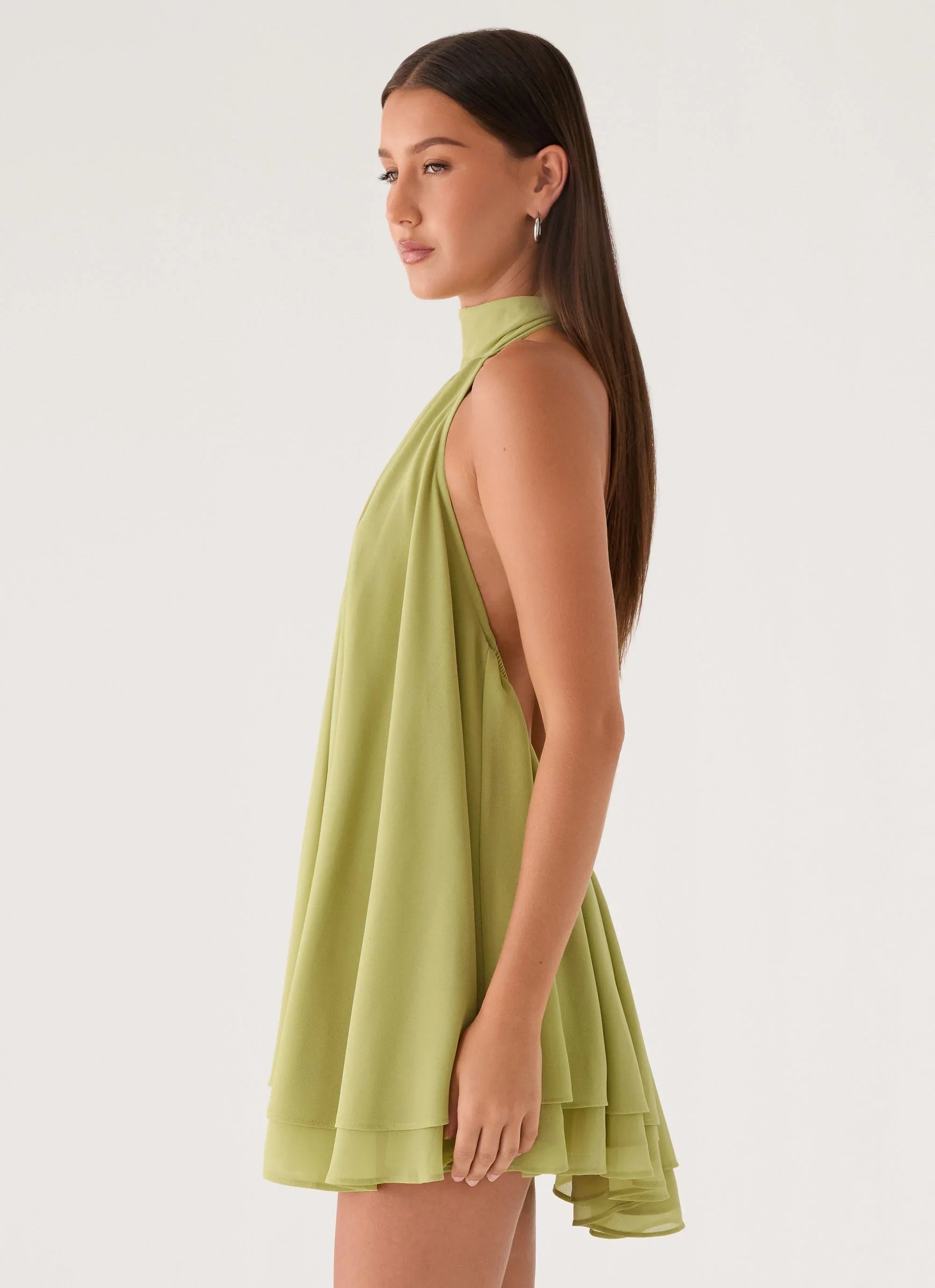 Lyrah Halter Mini Dress Lime