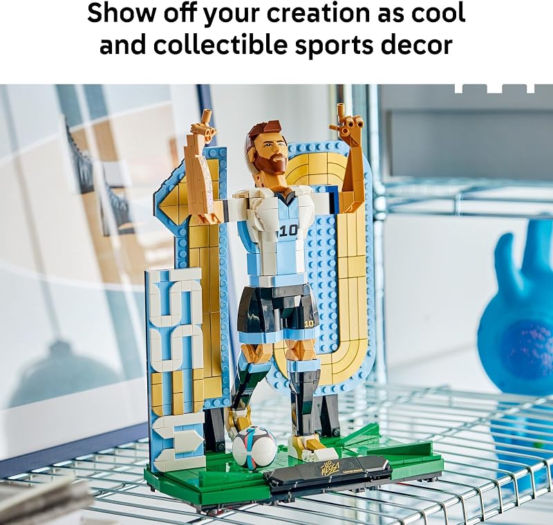LEGO Editions Lionel Messi Soccer Legend Building Set for Boys Girls Ages 12 Collectible Soccer Gift with Plaque Kids Bedroom or Shelf Decor 43015