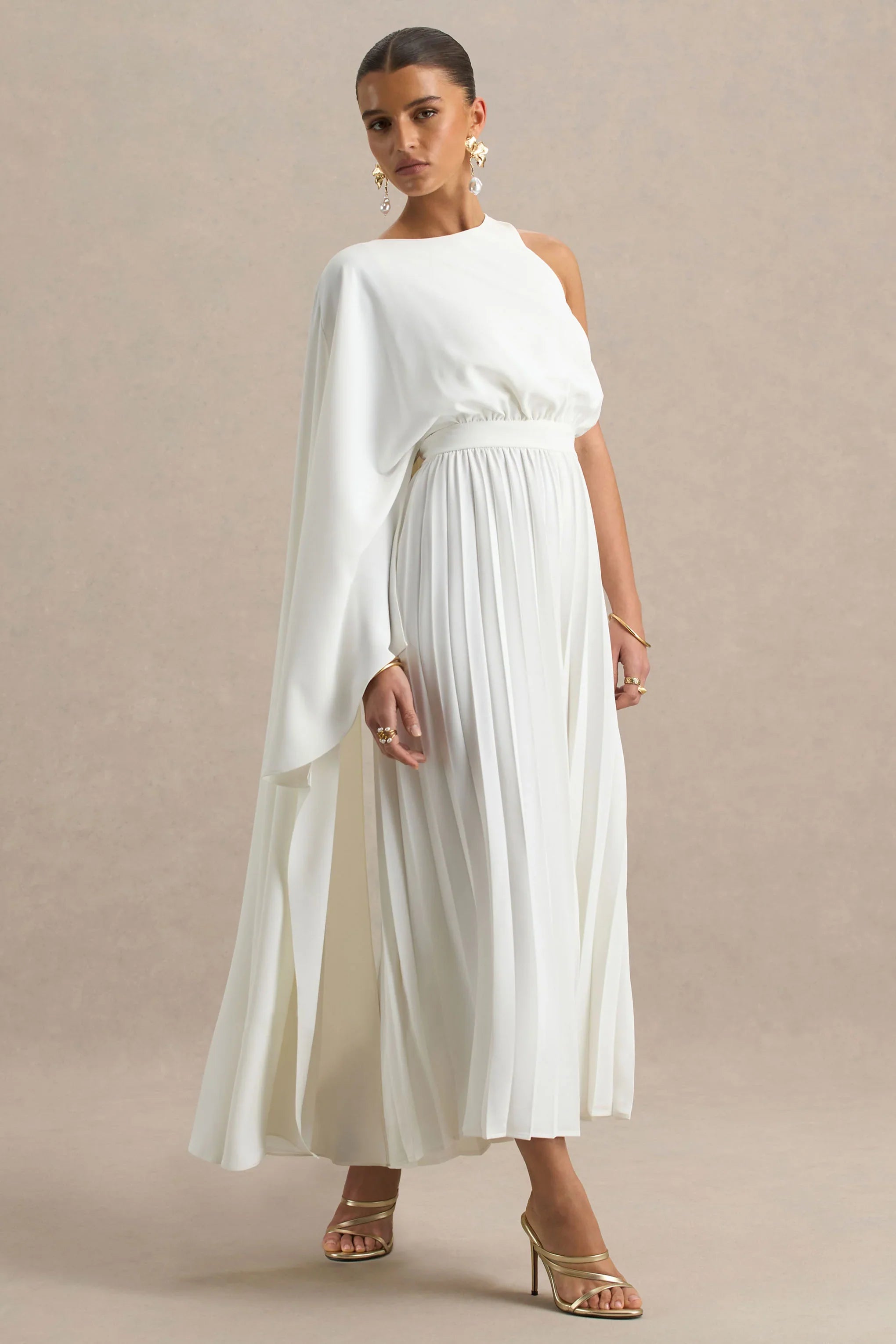 Paradise White Cape Sleeve Jumpsuit