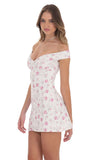 Off Shoulder Lace Floral Dress in White