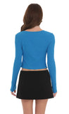 Ribbed Fly Away Top in Blue