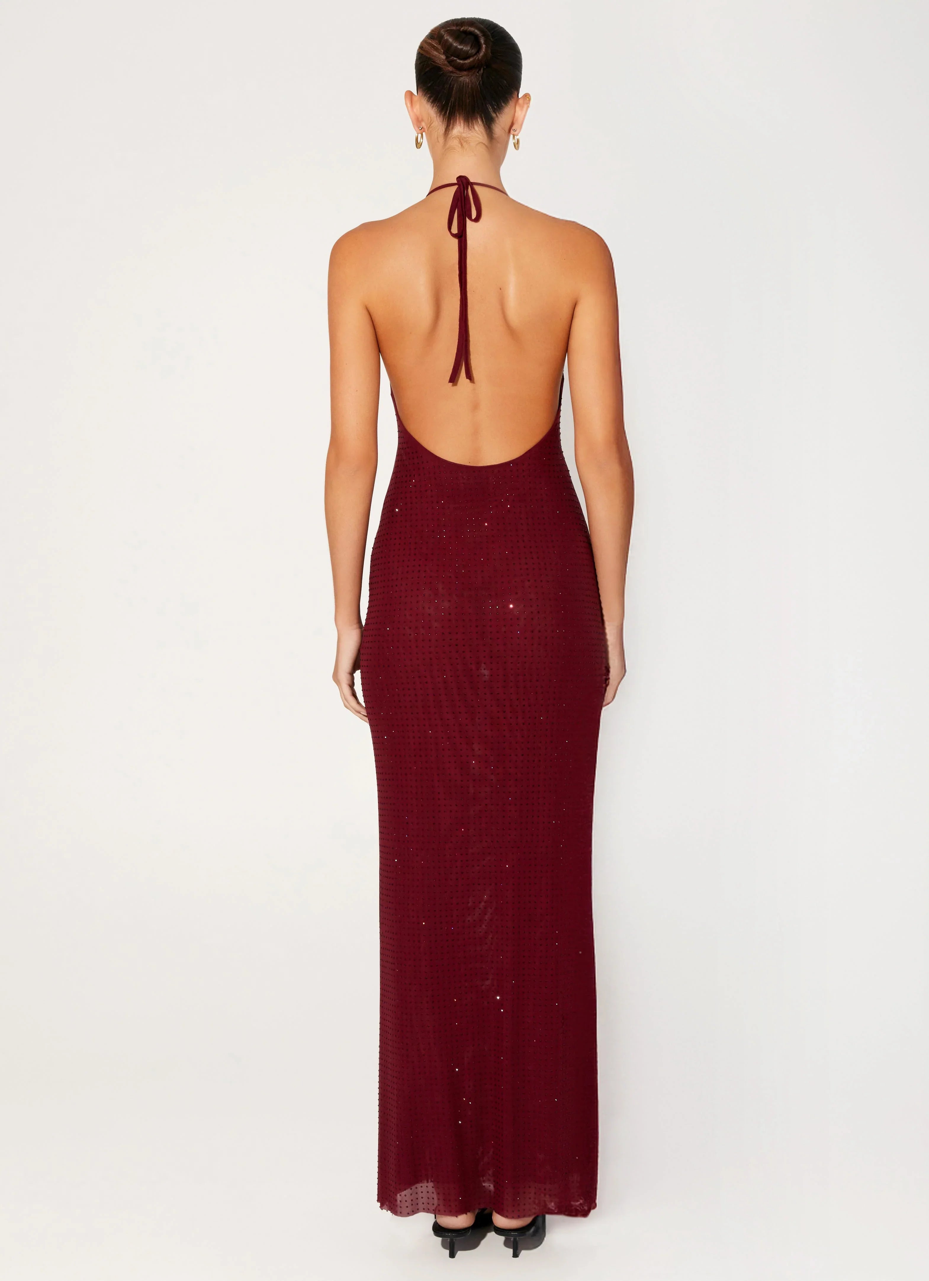 Keliese Beaded Maxi Dress Burgundy