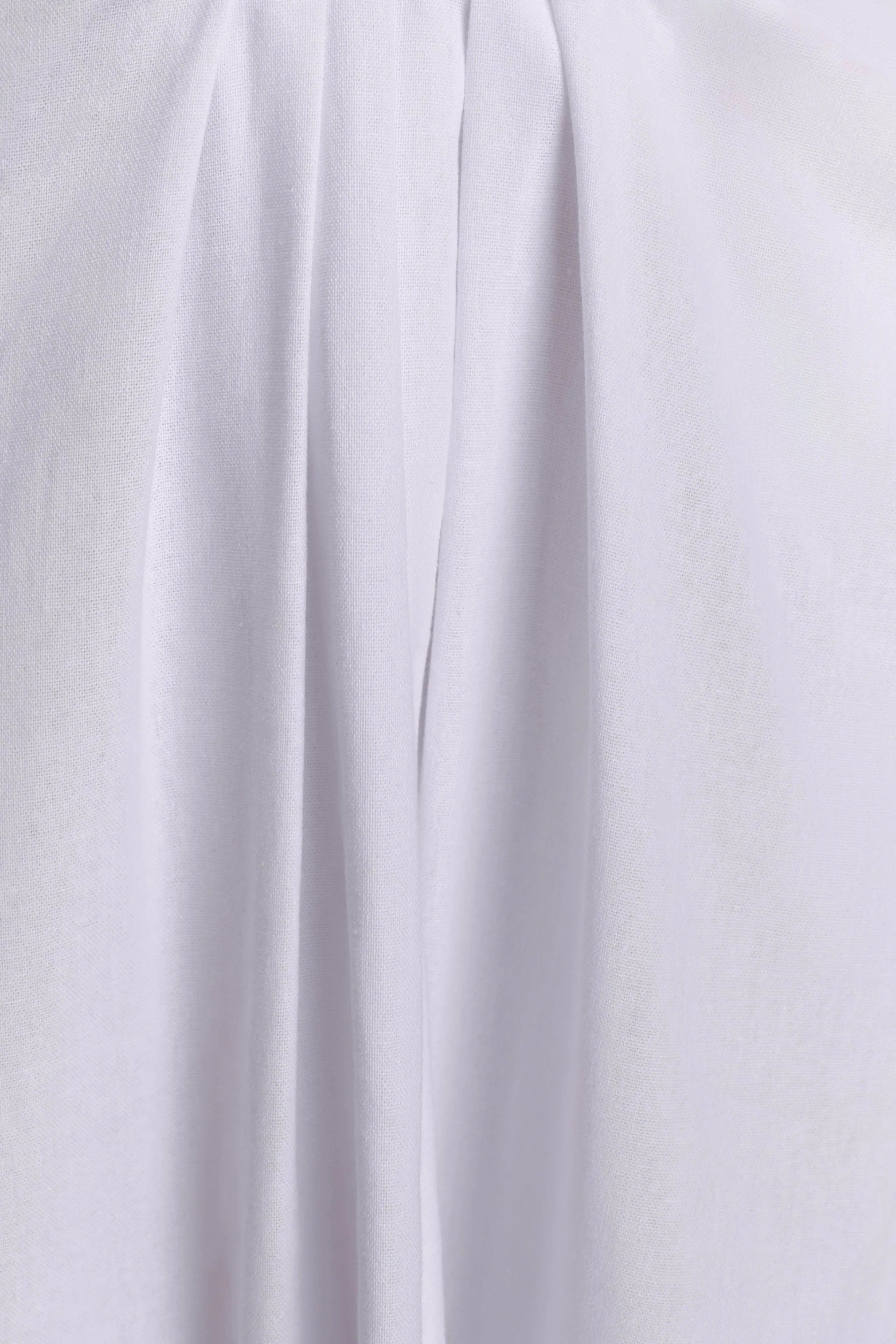 Talia Draped Linen Midi Skirt White